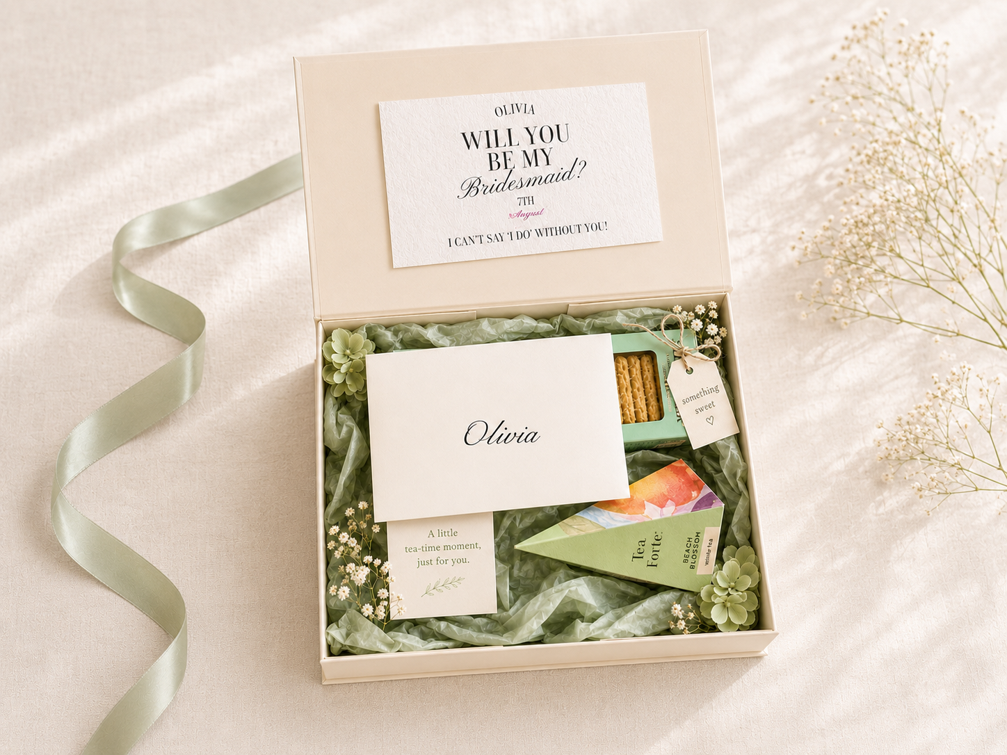 Sage Tea-Time Bridesmaid Proposal Box